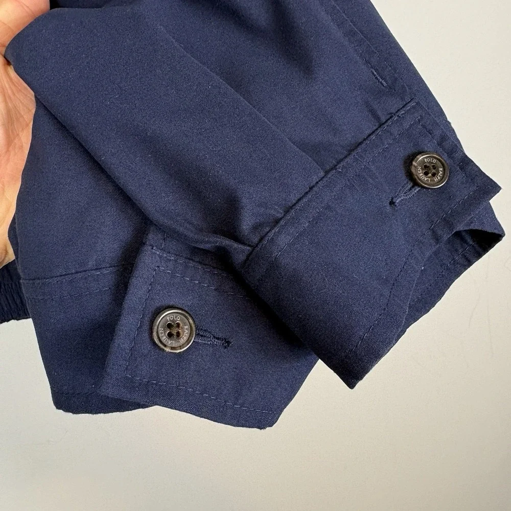 Vintage Polo Ralph Lauren Harrington Bomber Jacket Navy Blue XXL 2XL Plaid Lined
